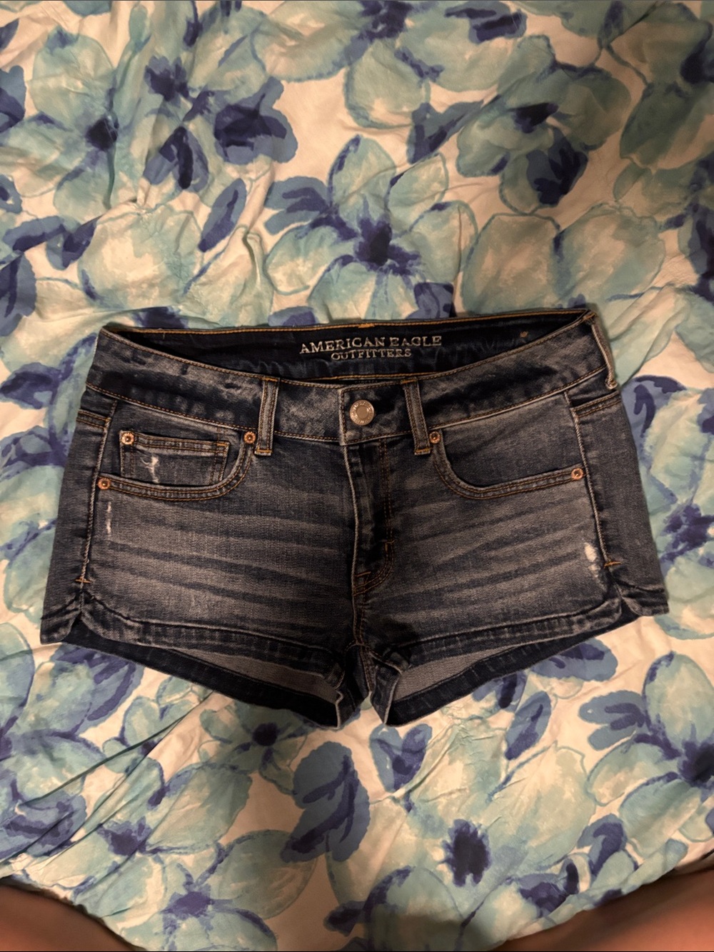 American Eagle Outfitters Dark Blue Denim Cutoff Shorts